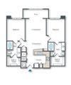 2 bed 2 bath with patio